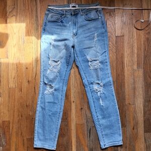 Ripped Light Wax Denim Jeans